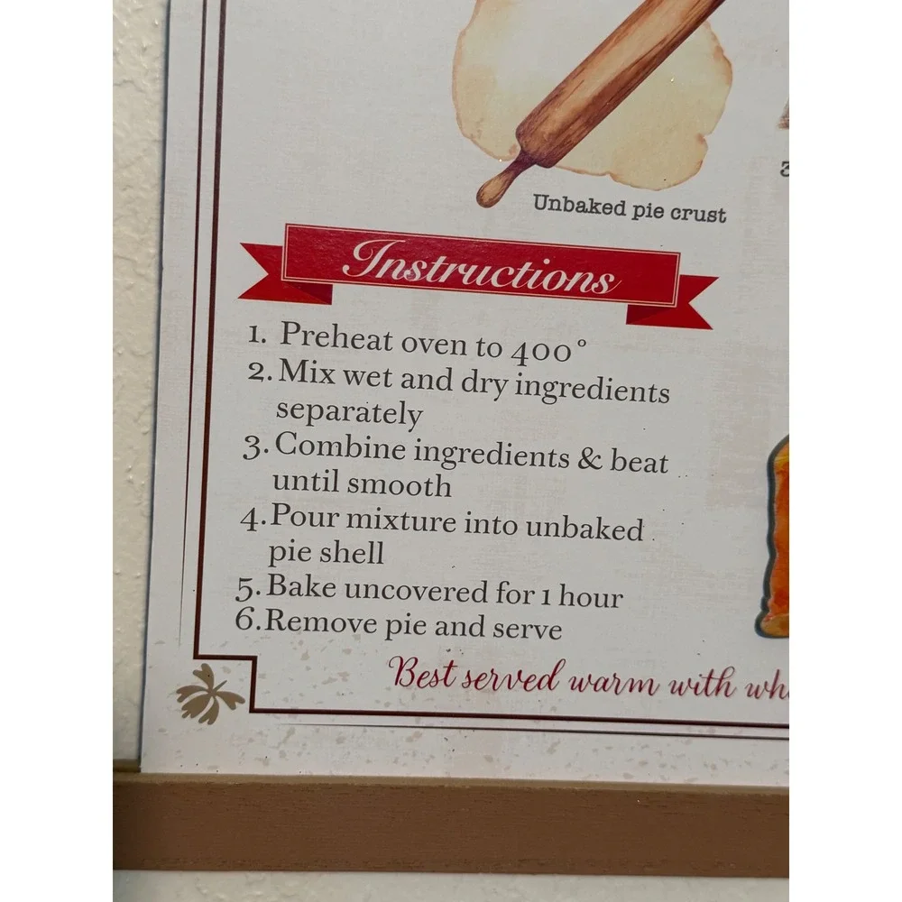 Greenbrier International Pumpkin Pie Recipe Wall Decor Rustic Fall Kitchen Sign